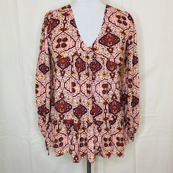 Altar’d State Bohemian Peplum Tunic Top - Picture 1 of 8